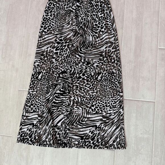 Faded Glory Maxi Dress Sleeveless V Neck Animal Print 4-6 Black White Pullover - Picture 4 of 7
